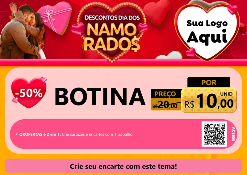 Modelo de Cartaz para Cartaz A4 Horizontal com o tema Descontos Dia dos Namorados para Agropecuária