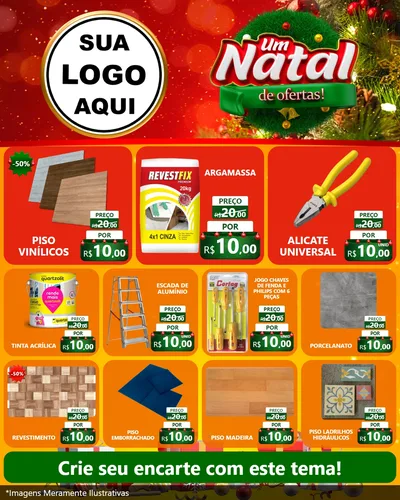 Modelo de Rede Social para Feed Instagram com o tema Um Natal de Ofertas para Material para Construção