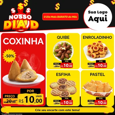 Modelo de Rede Social para Feed Facebook com o tema Nosso Dia D para Salgadaria