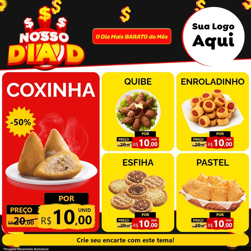 Modelo de Rede Social para Feed Facebook com o tema Nosso Dia D para Salgadaria