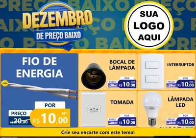 Modelo de Encarte para Encarte A4 Horizontal com o tema Dezembro de Preço Baixo para Materiais Elétricos