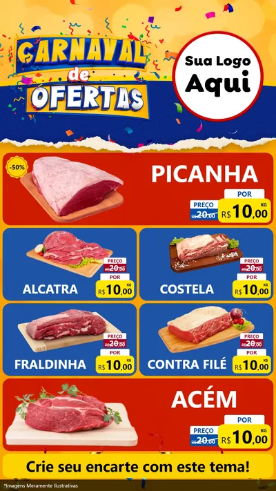 Modelo de TV para TV Vertical com o tema Carnaval de Ofertas para Açougue
