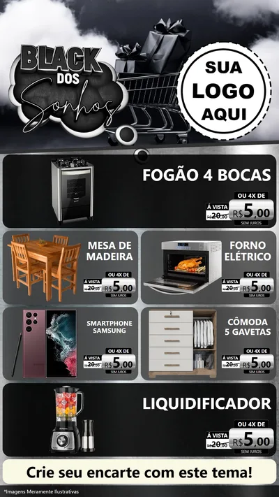 Modelo de TV para TV Vertical com o tema Black dos Sonhos para Móveis e Eletro