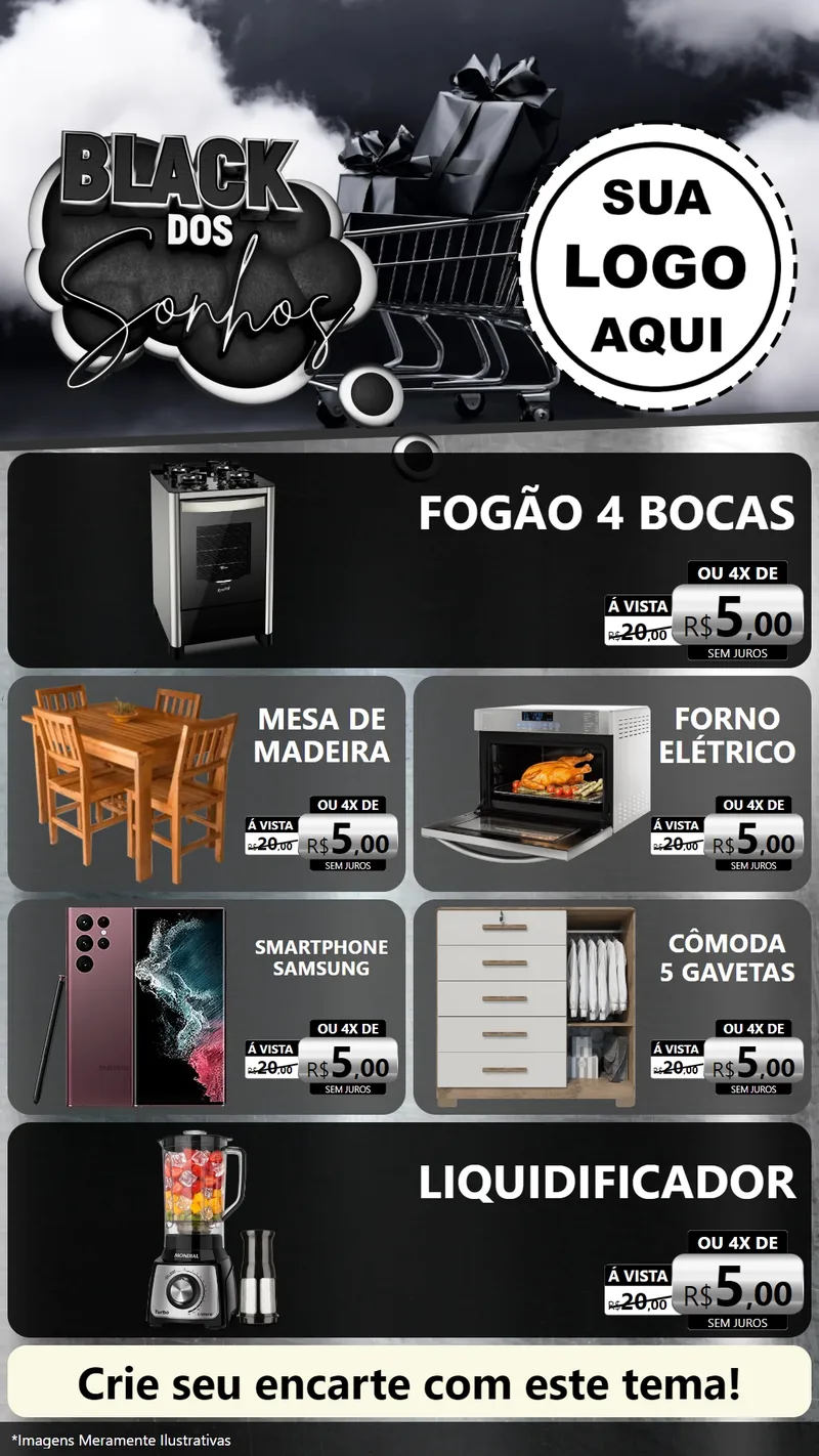 Modelo de TV para TV Vertical com o tema Black dos Sonhos para Móveis e Eletro