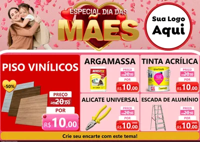 Modelo de Encarte para Encarte A4 Horizontal com o tema Especial Dia Das Mães para Material para Construção