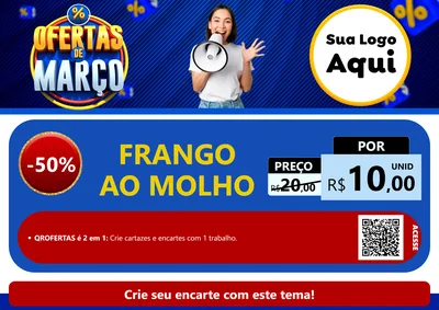 Modelo de Cartaz para Cartaz A4 Horizontal com o tema Ofertas de Março para Restaurante