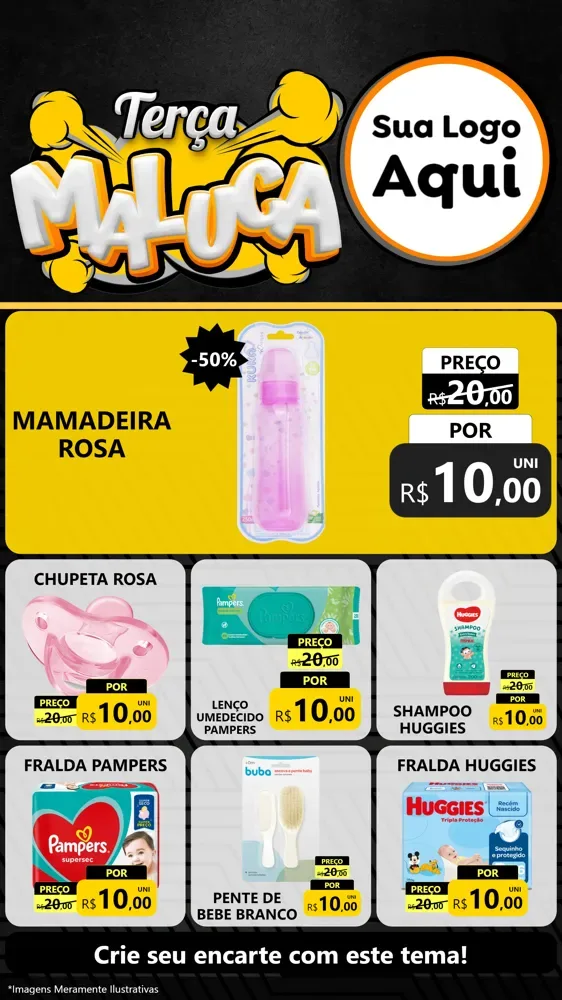 Modelo de Rede Social para Stories com o tema Terça Maluca para Bebês
