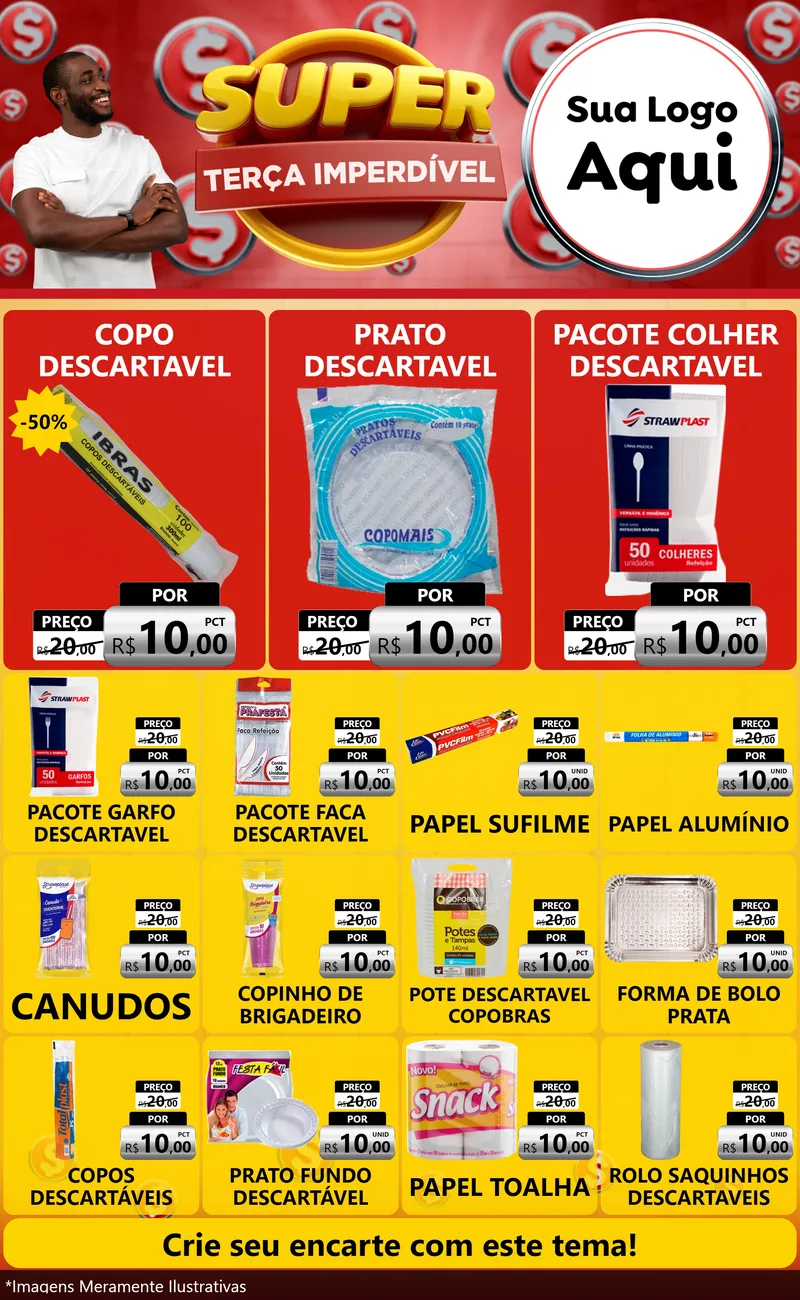 Modelo de Encarte para Encarte Grande com o tema Super Terça Imperdível para Embalagens