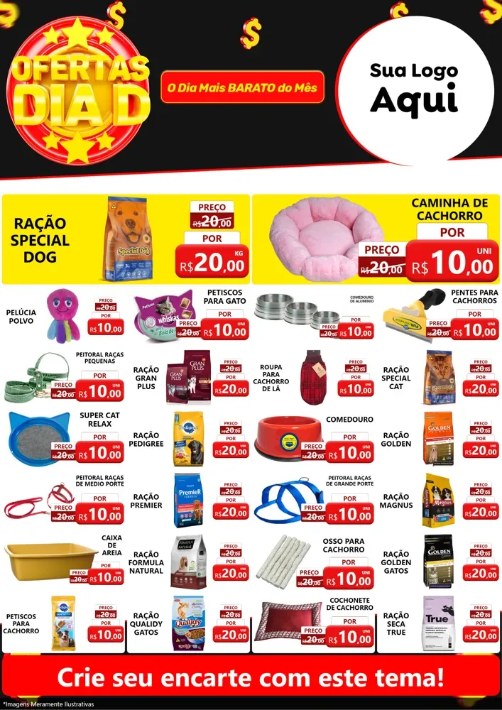 Modelo de Encarte para Encarte A4 Vertical com o tema Dia D para Pet Shop