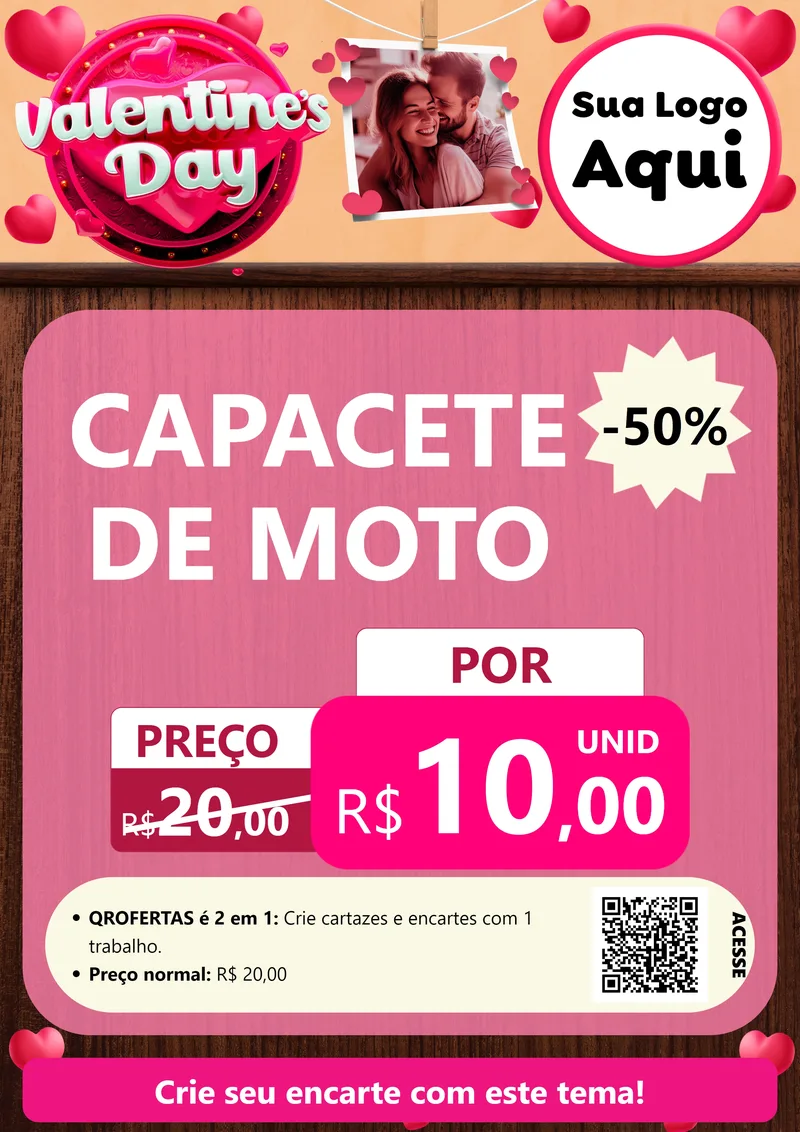 Modelo de Cartaz para Cartaz A4 Vertical com o tema Valentine's Day para Moto peças