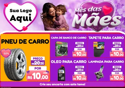Modelo de Encarte para Encarte A4 Horizontal com o tema Mês das Mães para Auto peças