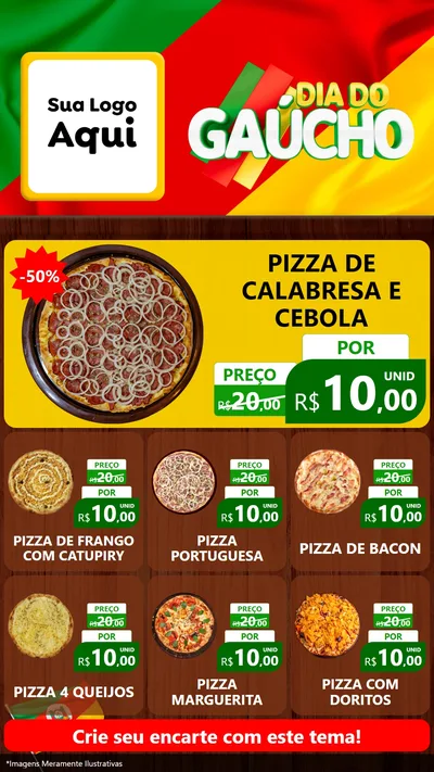 Modelo de Rede Social para Stories com o tema Dia do Gaúcho para Pizzaria