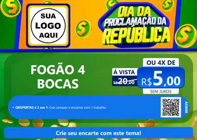 Modelo de Cartaz para Cartaz A4 Horizontal com o tema Dia Da Proclamação da República para Móveis e Eletro