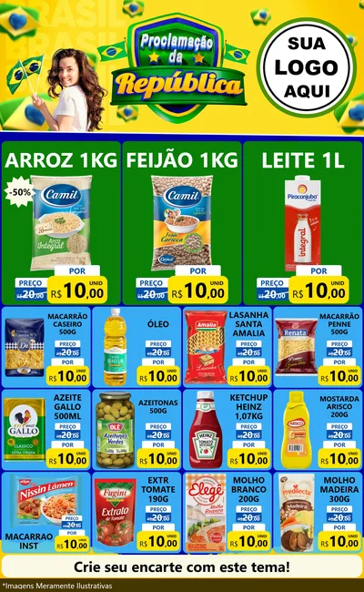 Modelo de Encarte para Encarte Grande com o tema Proclamação da República para Supermercado