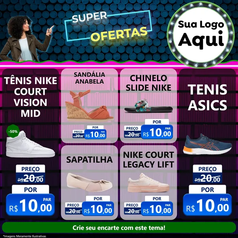 Modelo de Rede Social para Feed Facebook com o tema Super Ofertas para Calçados