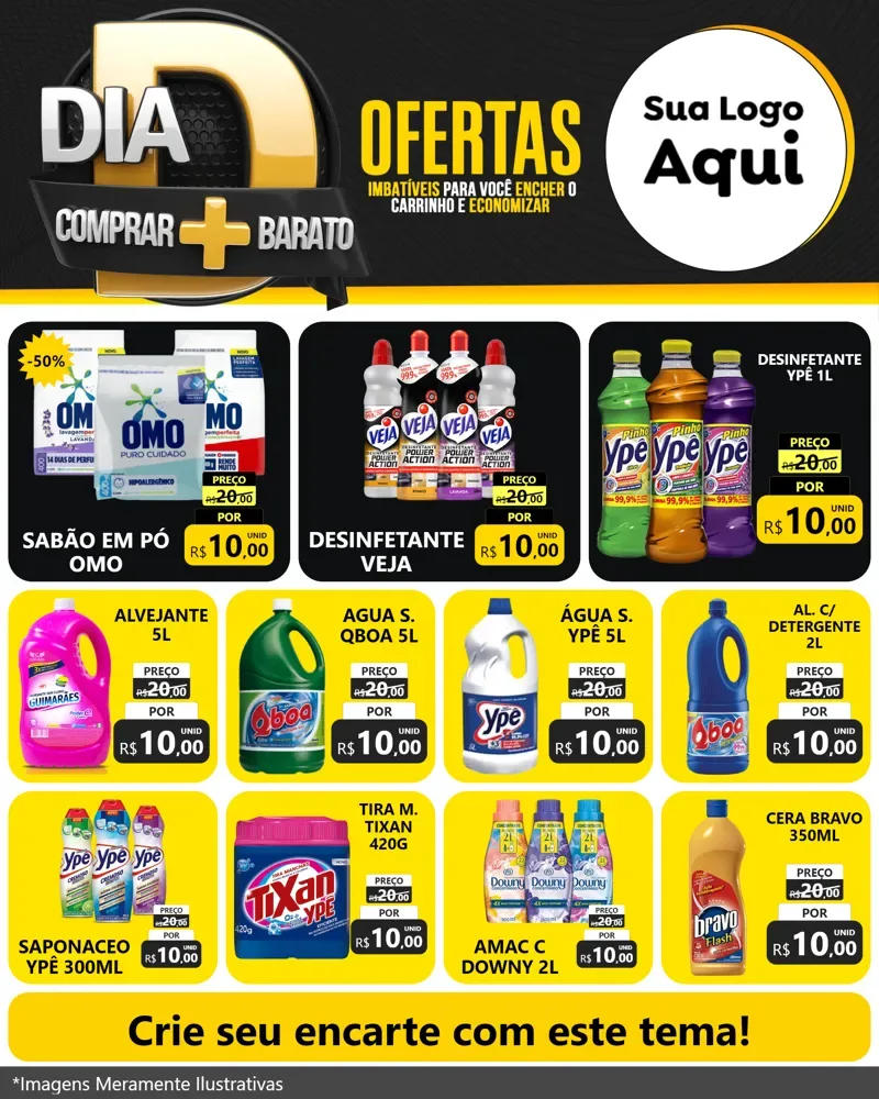Modelo de Rede Social para Feed Instagram com o tema Dia D Mais Economia para Produtos de Limpeza