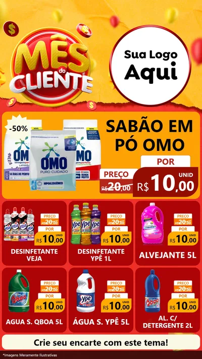 Modelo de Rede Social para Stories com o tema Mês do Cliente para Produtos de Limpeza