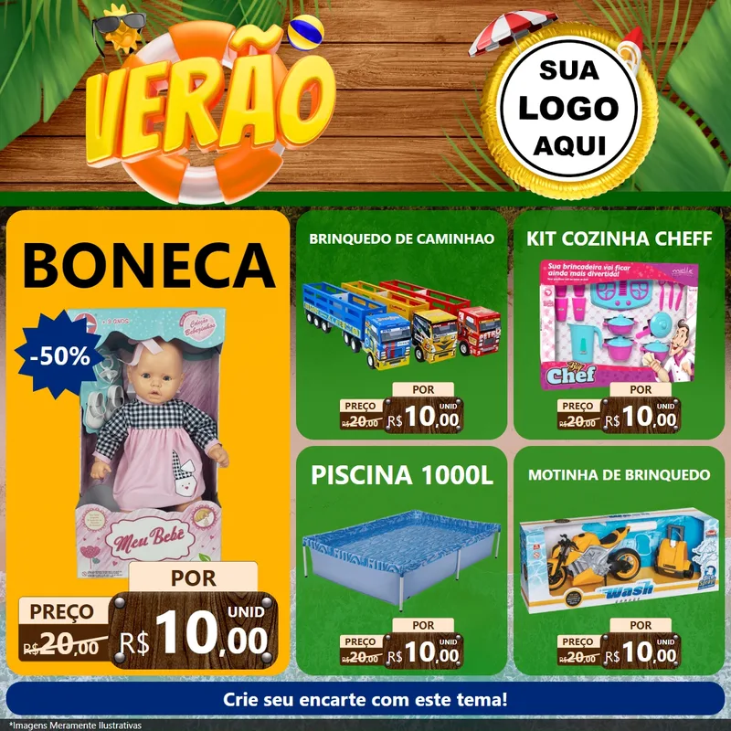 Modelo de Rede Social para Feed Facebook com o tema Verão para Brinquedos
