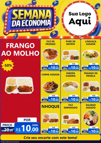 Modelo de Encarte para Encarte A4 Vertical com o tema Semana da Economia para Restaurante