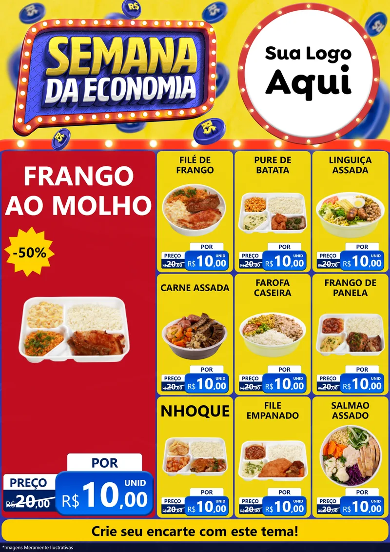 Modelo de Encarte para Encarte A4 Vertical com o tema Semana da Economia para Restaurante