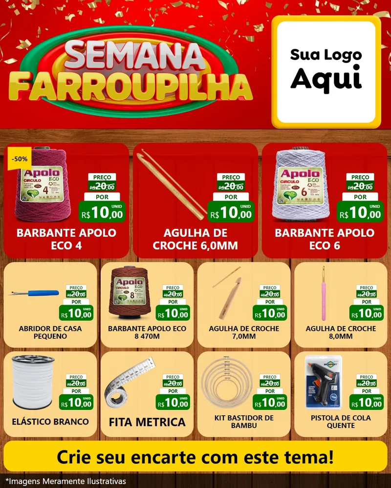 Modelo de Rede Social para Feed Instagram com o tema Semana Farroupilha para Armarinho e Aviamentos