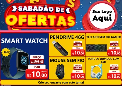 Modelo de Encarte para Encarte A4 Horizontal com o tema Sabadão de Ofertas para Informática