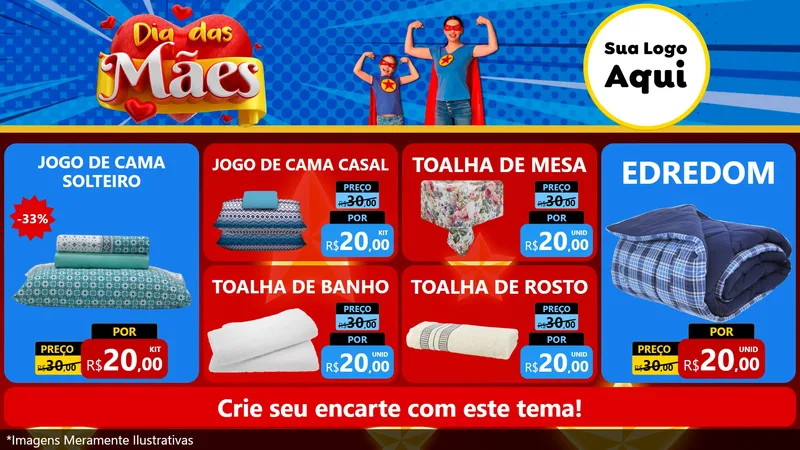 Modelo de TV para TV Horizontal com o tema Dia das Mães para Cama, Mesa e Banho