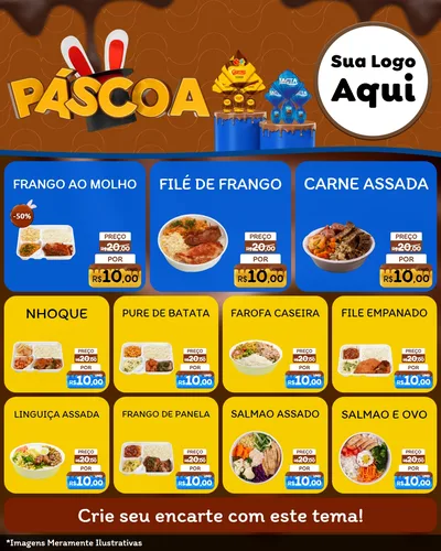 Modelo de Rede Social para Feed Instagram com o tema Páscoa para Restaurante