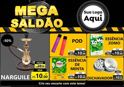 Modelo de Encarte para Encarte A4 Horizontal com o tema Mega Saldão para Tabacaria