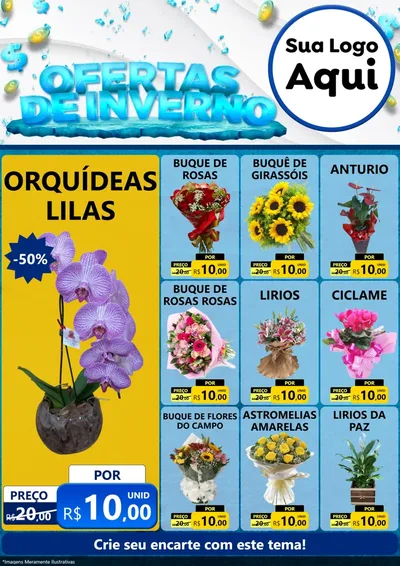 Modelo de Encarte para Encarte A4 Vertical com o tema Ofertas de Inverno para Floricultura e jardim