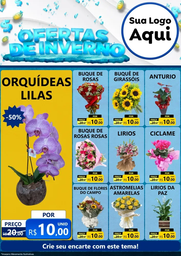 Modelo de Encarte para Encarte A4 Vertical com o tema Ofertas de Inverno para Floricultura e jardim