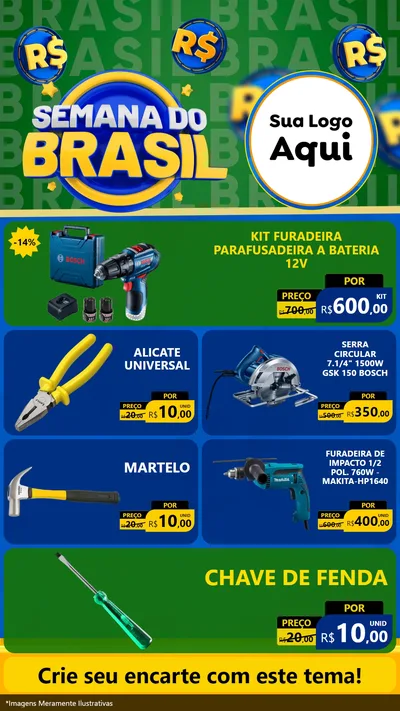Modelo de TV para TV Vertical com o tema Semana Do Brasil para Maquinas e Ferramentas