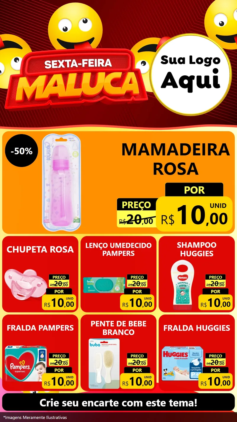 Modelo de Rede Social para Stories com o tema Sexta-feira Maluca para Bebês
