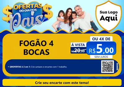 Modelo de Cartaz para Cartaz A4 Horizontal com o tema Ofertas do Dia dos Pais para Móveis e Eletro