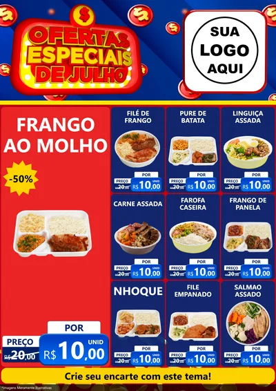 Modelo de Encarte para Encarte A4 Vertical com o tema Ofertas Especiais de Julho para Restaurante