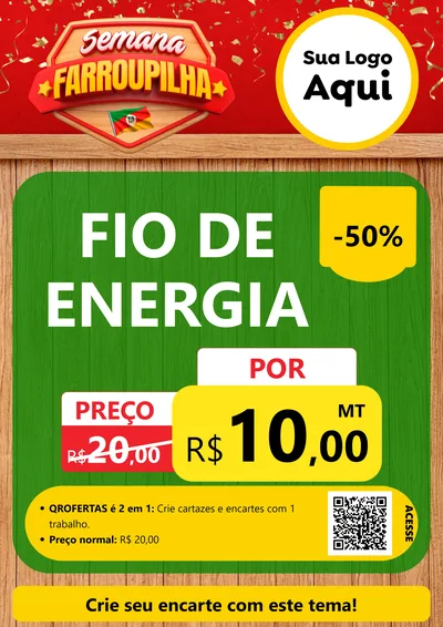 Modelo de Cartaz para Cartaz A4 Vertical com o tema Semana Farroupilha para Materiais Elétricos