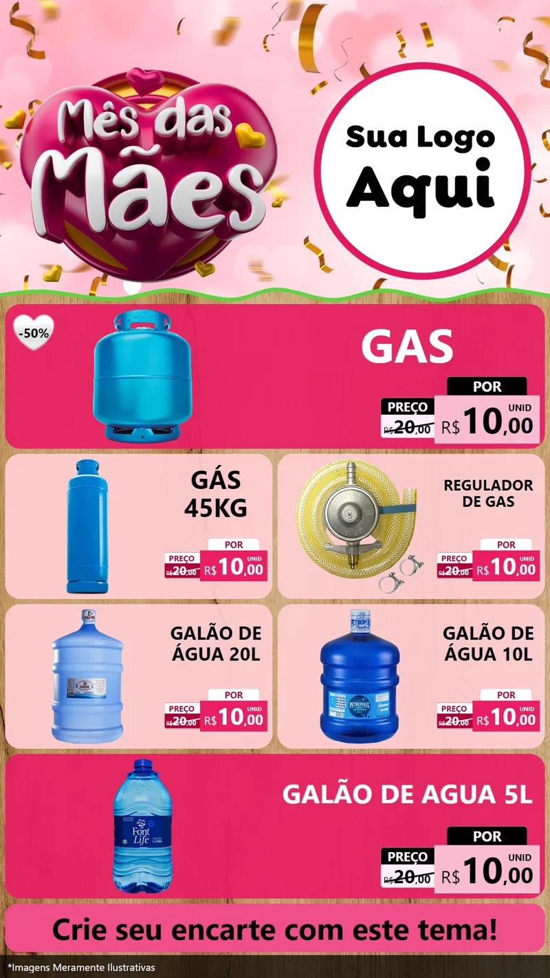 Modelo de TV para TV Vertical com o tema Mês das Mães para Água e gás