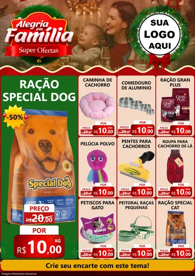 Modelo de Encarte para Encarte A4 Vertical com o tema Alegria Em Família - Super Ofertas para Pet Shop
