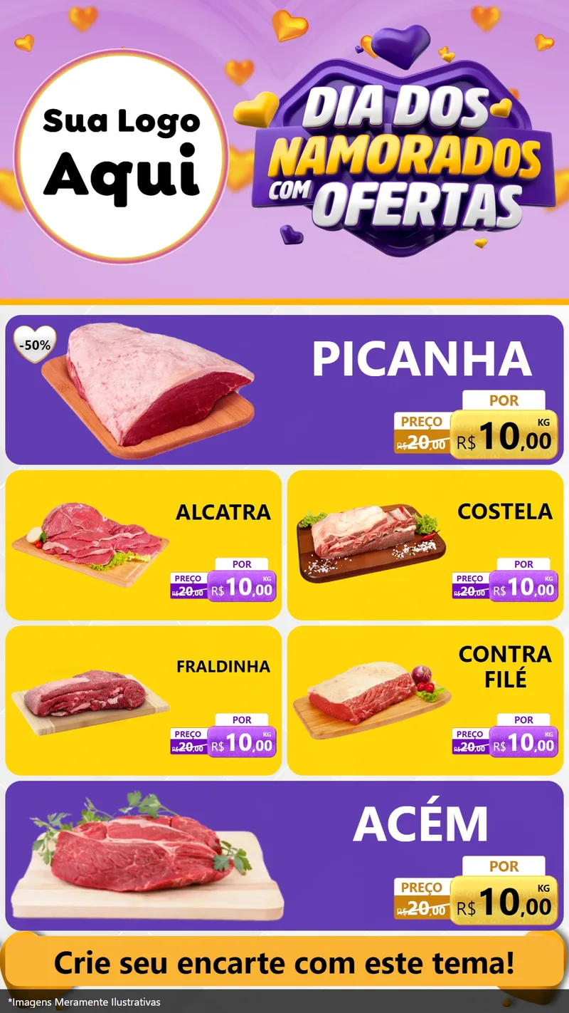 Modelo de TV para TV Vertical com o tema Dia Dos Namorados Com Ofertas para Açougue