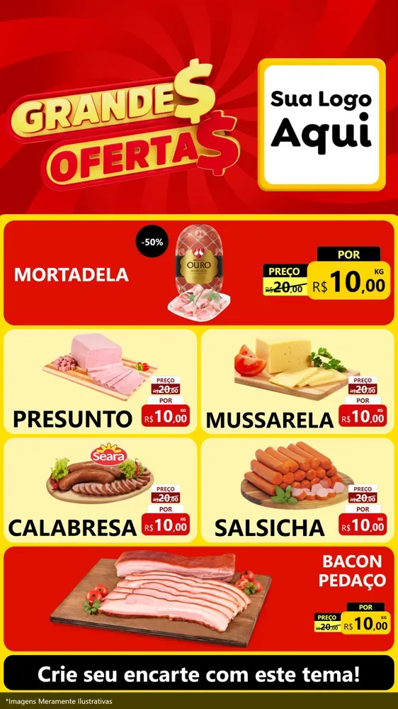 Modelo de TV para TV Vertical com o tema Grandes Ofertas para Frios e Laticínios