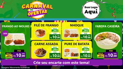 Modelo de TV para TV Horizontal com o tema Carnaval de Ofertas para Restaurante