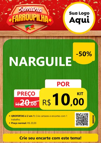 Modelo de Cartaz para Cartaz A4 Vertical com o tema Semana Farroupilha para Tabacaria