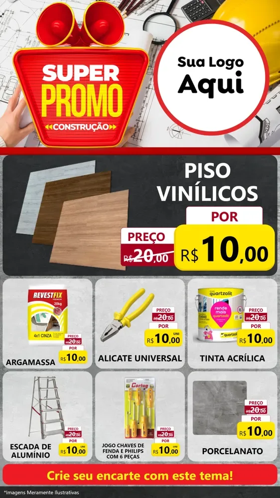 Modelo de Rede Social para Stories com o tema Super Promoção Construção para Material para Construção