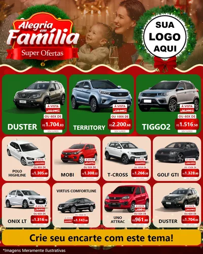 Modelo de Rede Social para Feed Instagram com o tema Alegria Em Família - Super Ofertas para Concessionaria de Carros