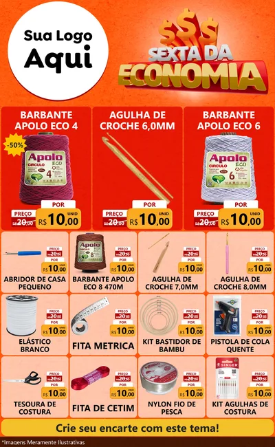 Modelo de Encarte para Encarte Grande com o tema Sexta da Economia para Armarinho e Aviamentos
