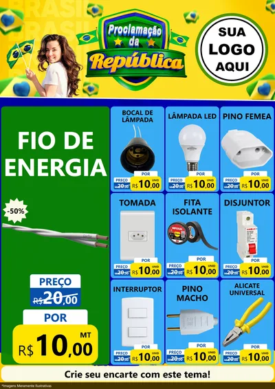 Modelo de Encarte para Encarte A4 Vertical com o tema Proclamação da República para Materiais Elétricos