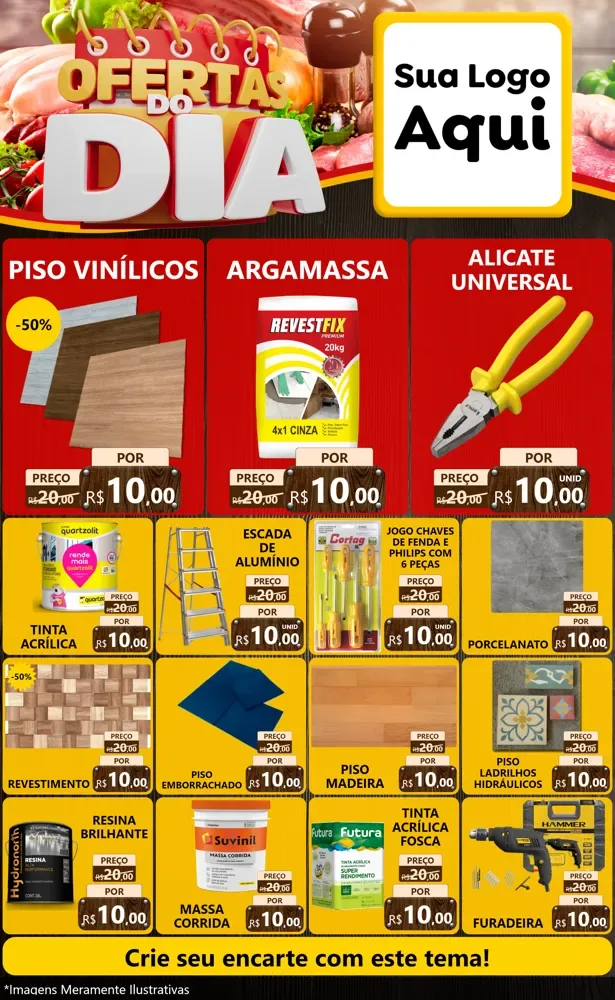 Modelo de Encarte para Encarte Grande com o tema Ofertas do Dia para Material para Construção