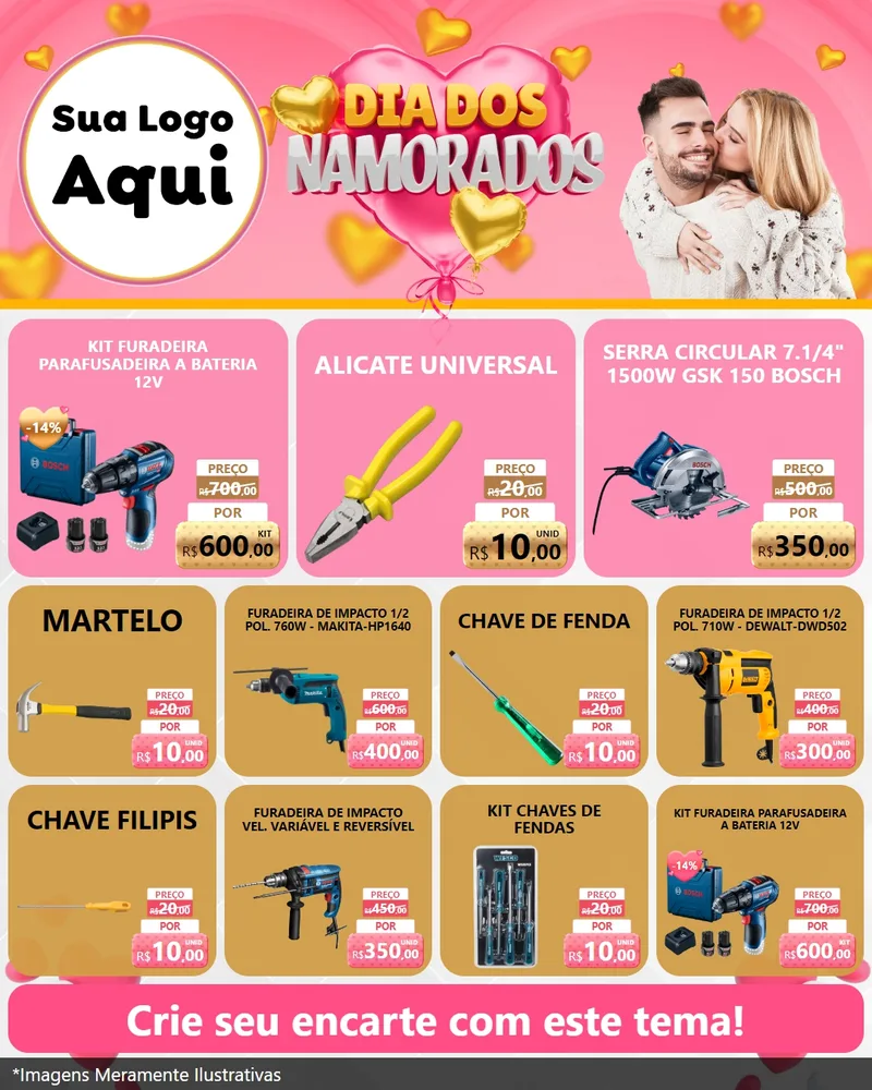 Modelo de Rede Social para Feed Instagram com o tema Dia dos Namorados para Maquinas e Ferramentas