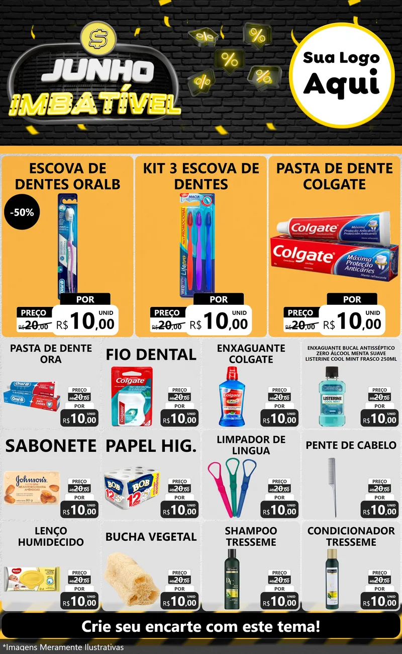 Modelo de Encarte para Encarte Grande com o tema Junho Imbatível para Higiene Pessoal