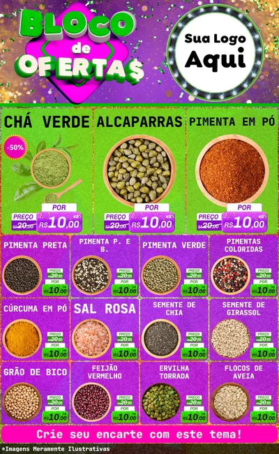 Modelo de Encarte para Encarte Grande com o tema Bloco de Ofertas para Produtos Naturais